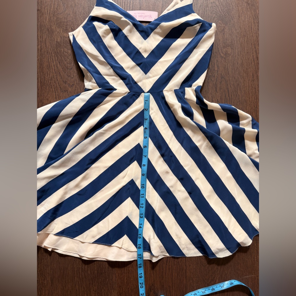 Amanda Uprichard Blue and White Chevron Dress - Picture 5 of 8
